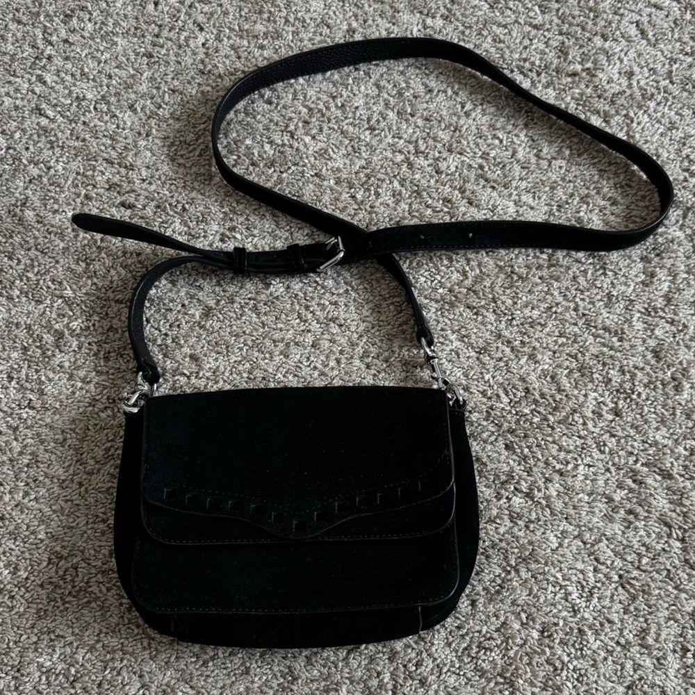Women’s Rebecca Minkoff Black Suede Clutch Shoulder Bag